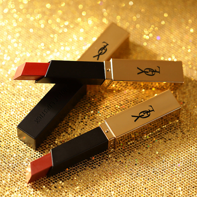 Broadcast Thin Tube Matte Moisturizing Small Gold Bar Lipsticks