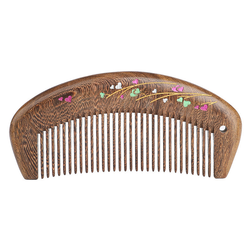 Painting Golden Sandalwood Wooden Massage Household Portable Hair Brushes & Combs