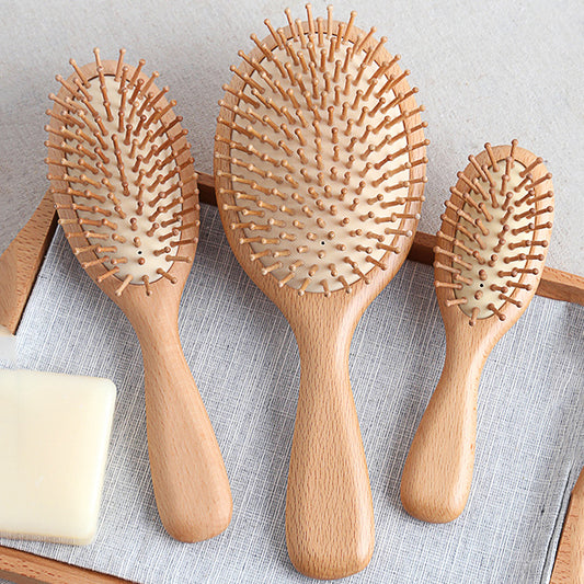 Beech Massage Airbag Wooden Large Plate Hair Brushes & Combs