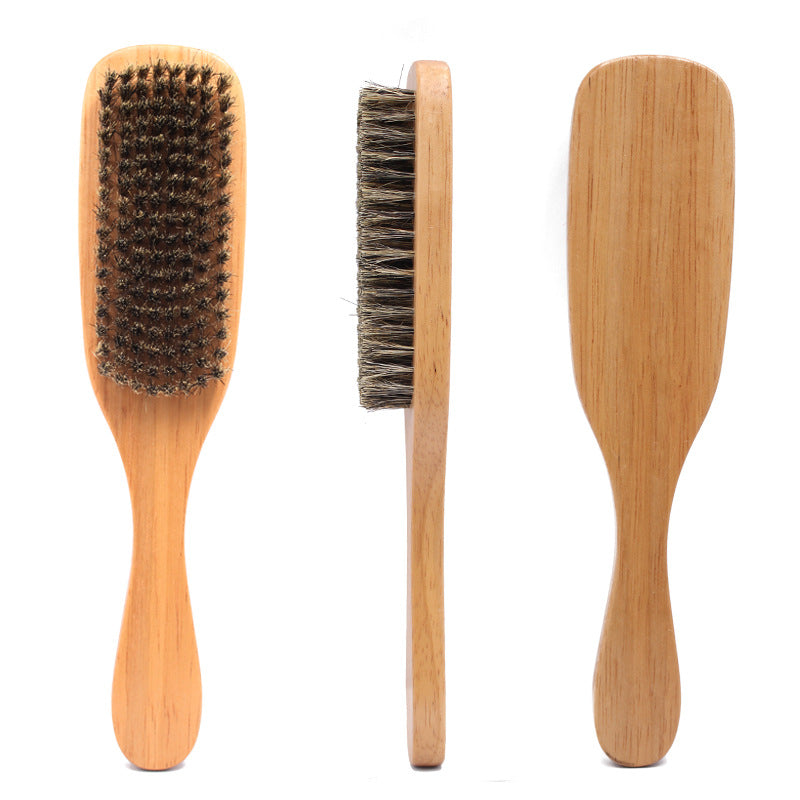 Men's Long Handle Solid Wood Cleaning Styling Hair Brushes & Combs