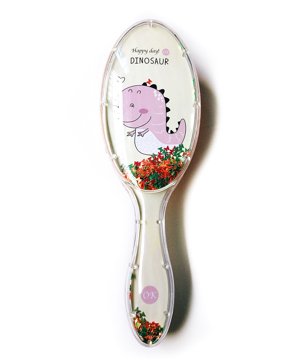 Oval Hairdressing Shimmering Powder Sequins Tangle Cartoon Animal Head Hair Brushes & Combs