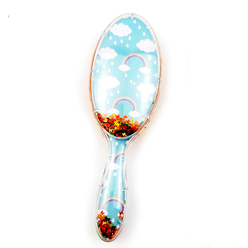 Oval Hairdressing Shimmering Powder Sequins Tangle Cartoon Animal Head Hair Brushes & Combs