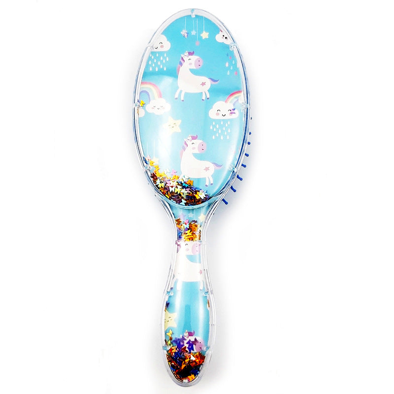 Oval Hairdressing Shimmering Powder Sequins Tangle Cartoon Animal Head Hair Brushes & Combs