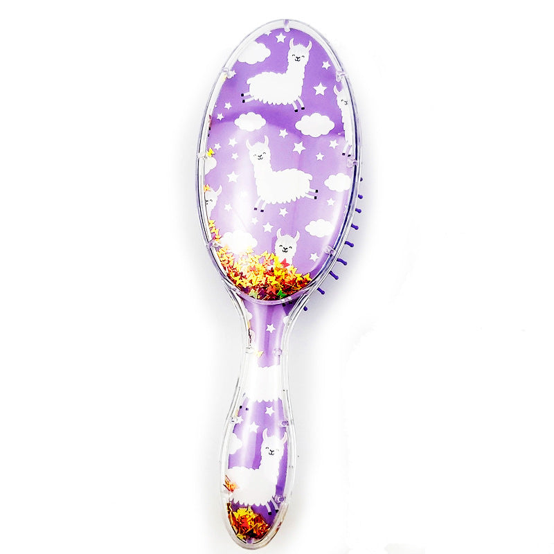 Oval Hairdressing Shimmering Powder Sequins Tangle Cartoon Animal Head Hair Brushes & Combs