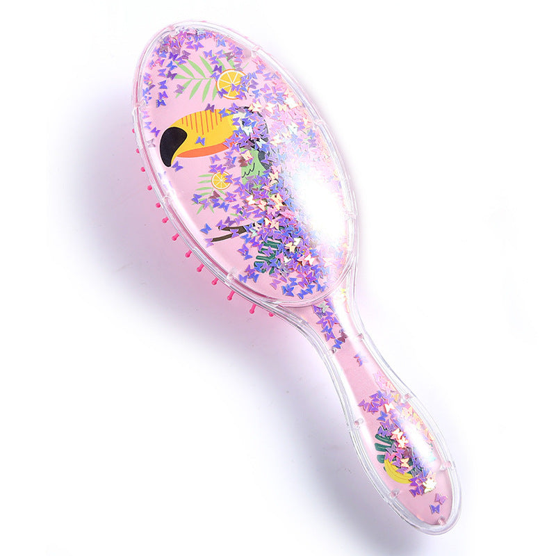 Oval Hairdressing Shimmering Powder Sequins Tangle Cartoon Animal Head Hair Brushes & Combs