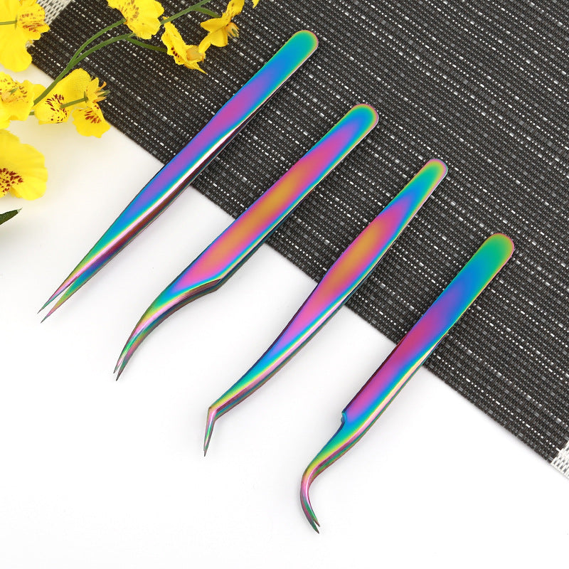 Tweezers Color Titanium Tweezer Precision Stainless Steel False Lashes