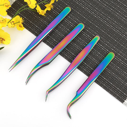 Tweezers Color Titanium Tweezer Precision Stainless Steel False Lashes