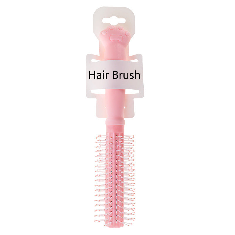 Cat's Paw Handle Pink Cute Round Hair Brushes & Combs