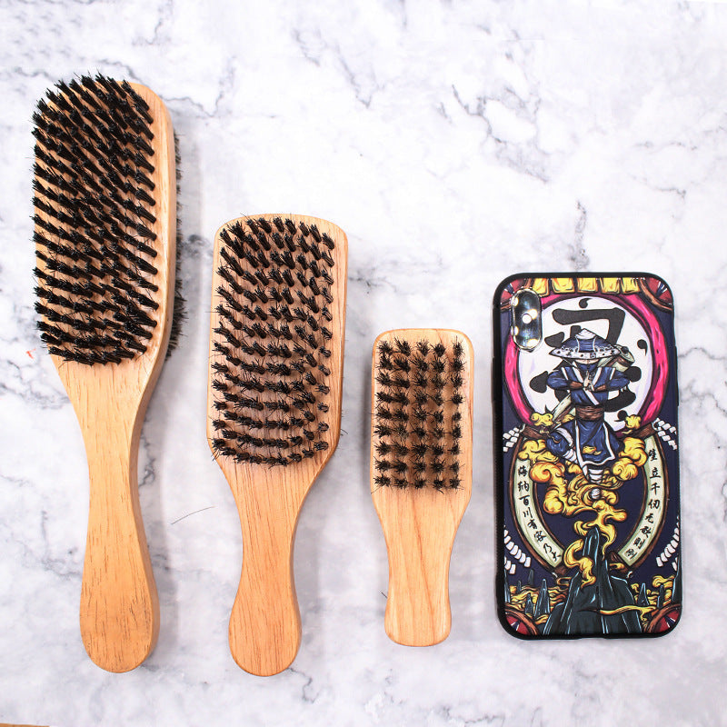 Men's Double-sided Rubber Wood Bristle Cleaning Portable Hair Brushes & Combs