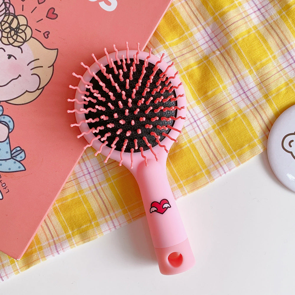 Cute Cartoon Soft Mirror Integrated Portable Airbag Hair Brushes & Combs