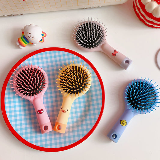 Cute Cartoon Soft Mirror Integrated Portable Airbag Hair Brushes & Combs