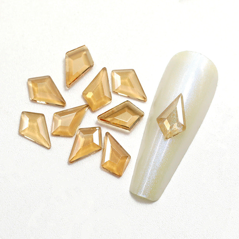 Tea Color Aurora Diamond Transparent Flat-bottomed Fancy Shape Rhinestone Nail Care Nail Art