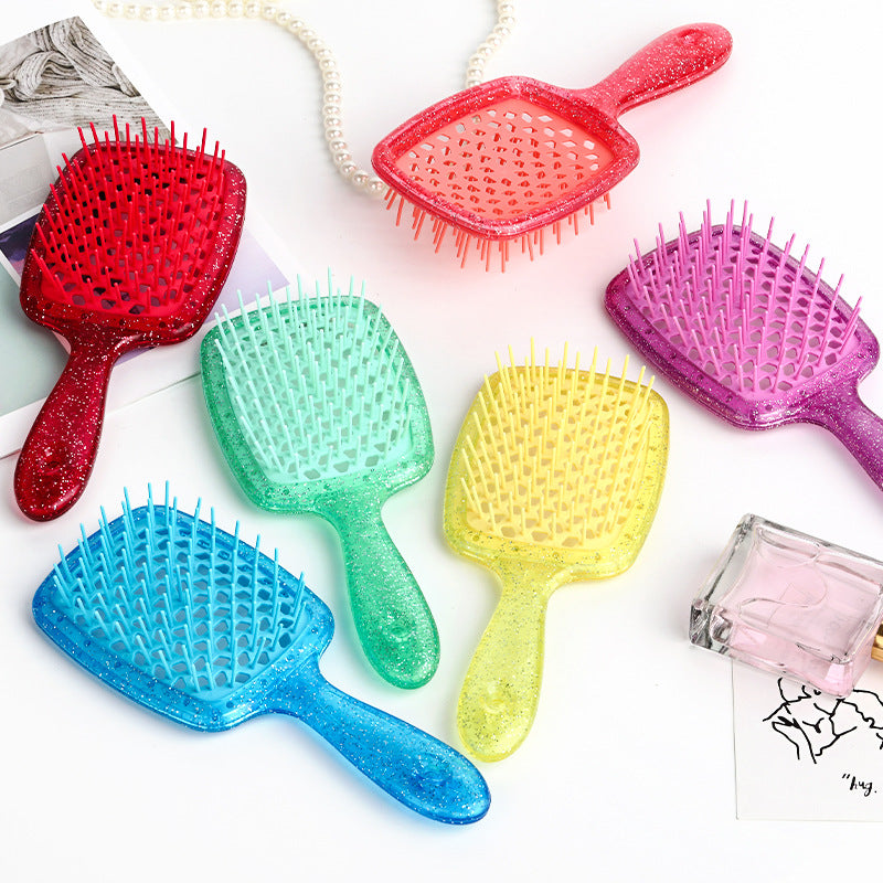 Shape Portable Transparent Color Head Massage Hair Brushes & Combs