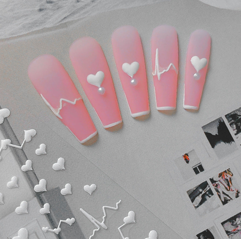 White Three-dimensional Adhesive Shell Relief Paper Nail Care Nail Art