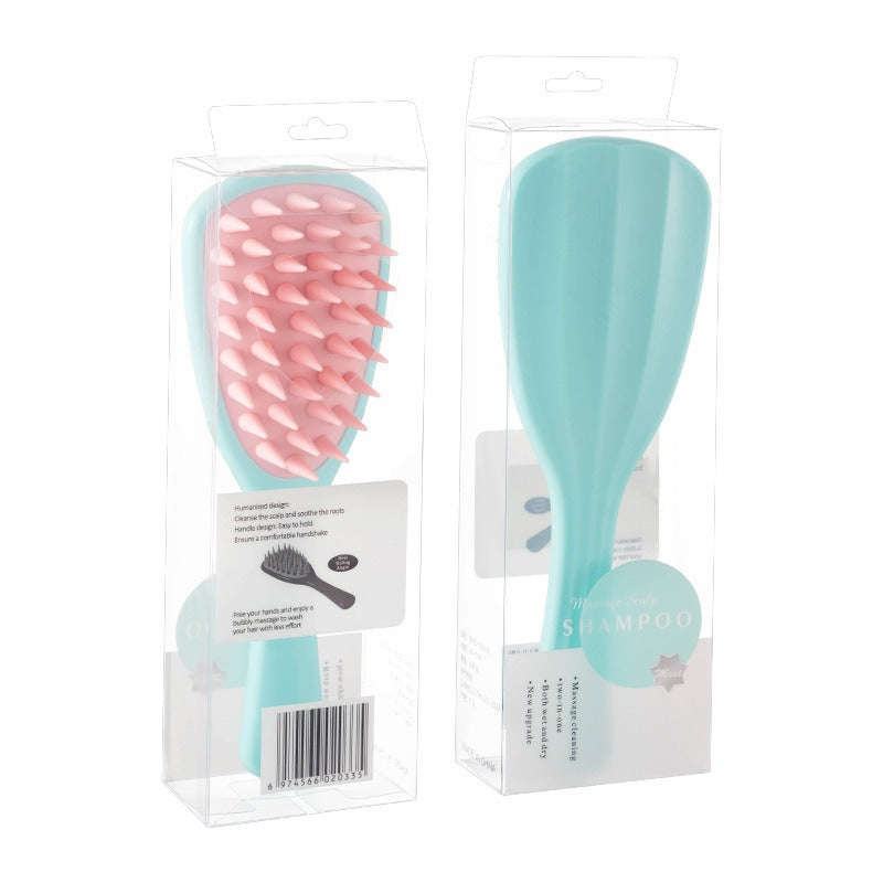 Ginkgo Leaf Long Handle Shampoo Silicone Coarse Texture Hair Brushes & Combs