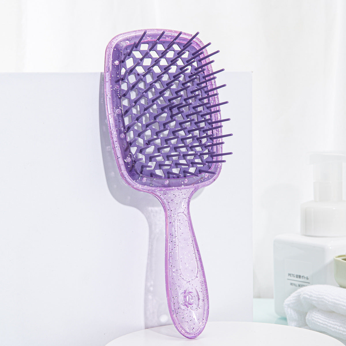 Square Hollow Grid Color Stitching Massage Hair Brushes & Combs