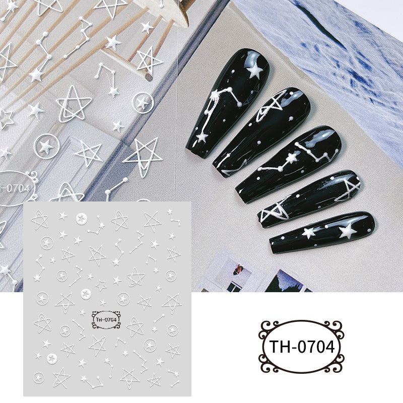 White Three-dimensional Adhesive Shell Relief Paper Nail Care Nail Art