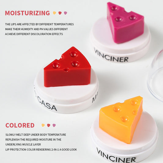 Creative Cute Cheese Balm Temperature Change Nourishing Hydrating Lipsticks