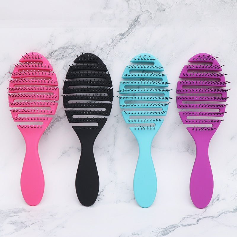 Women's Hollow Fluffy High Skull Top Styling Plastic Hair Brushes & Combs