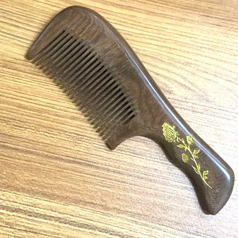 Sandalwood Double-sided Carved Wood Scalp Head Hair Brushes & Combs