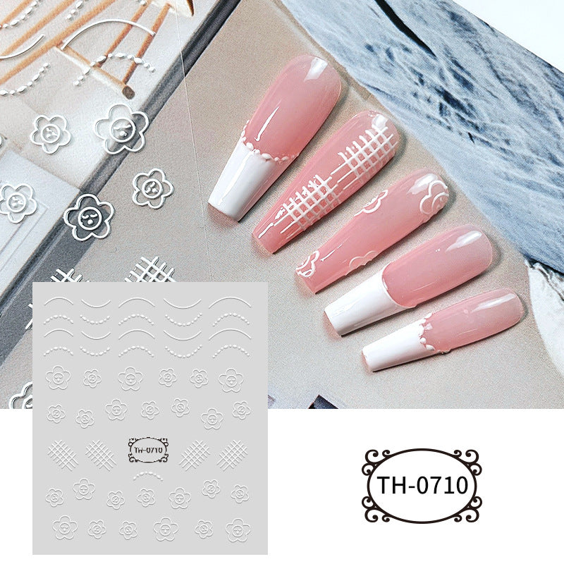 White Three-dimensional Adhesive Shell Relief Paper Nail Care Nail Art