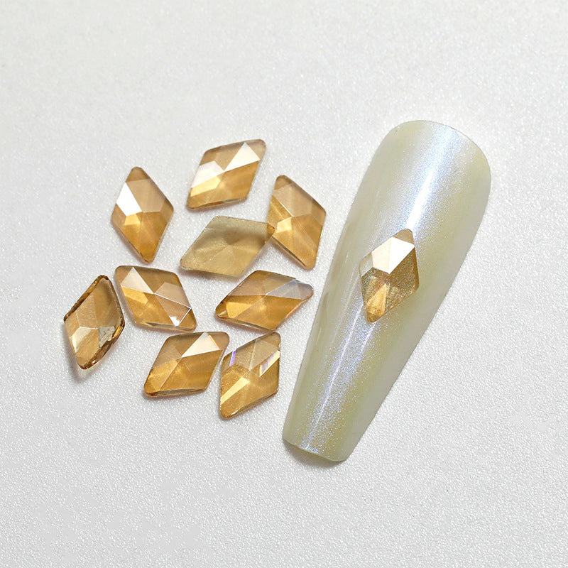 Tea Color Aurora Diamond Transparent Flat-bottomed Fancy Shape Rhinestone Nail Care Nail Art