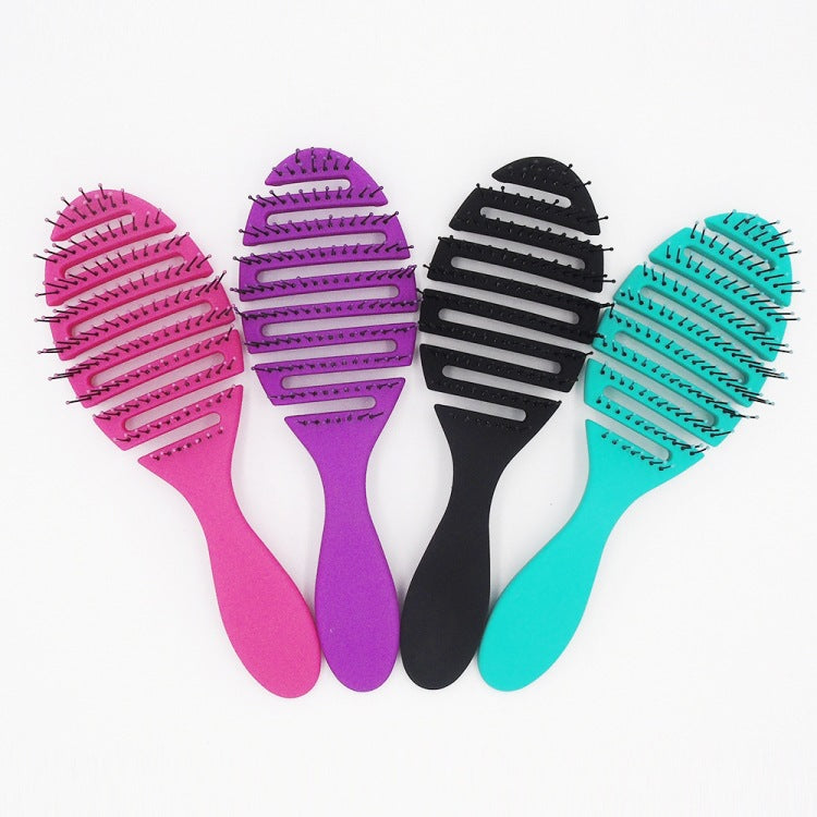 Women's Hollow Fluffy High Skull Top Styling Plastic Hair Brushes & Combs