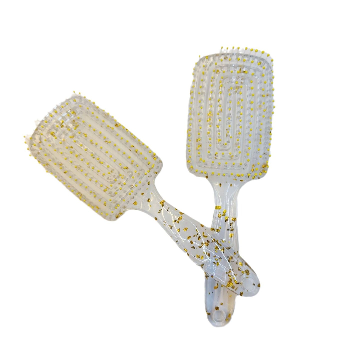 High Skull Top Fluffy Crystal Gold Powder Hair Brushes & Combs