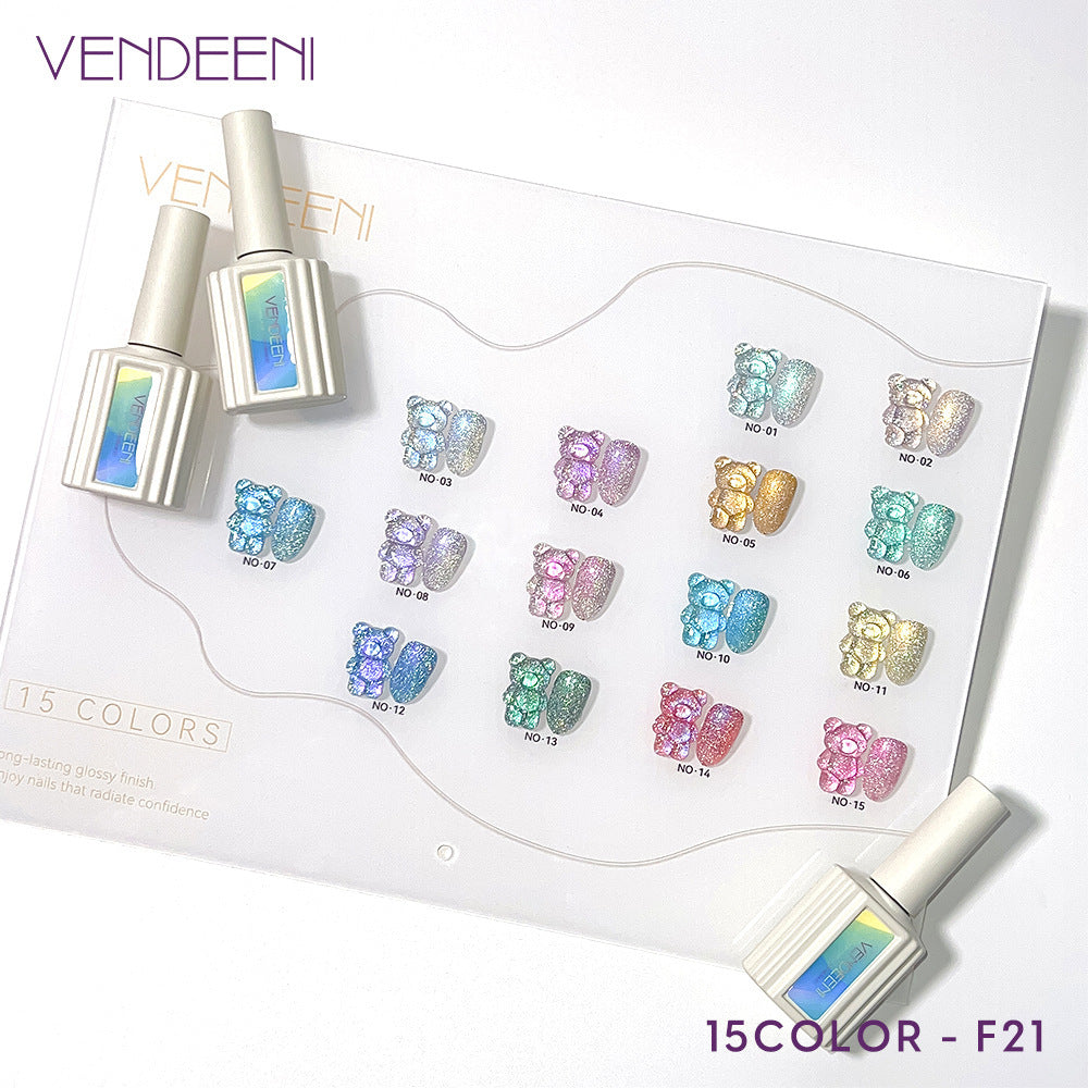 Disco Rubber Color Macaron Diamond In Nail Polish