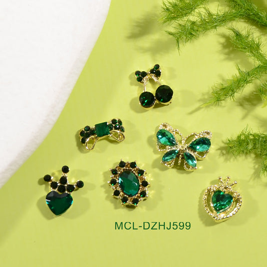 Exquisite Green Butterfly Ornament Alloy Simulated Snakes Texture Three-dimensional Nail Care Nail Art