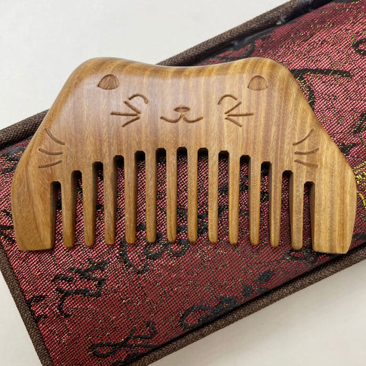 Sandalwood Meridian Massage Carved Long Handle Solid Wood Hair Brushes & Combs