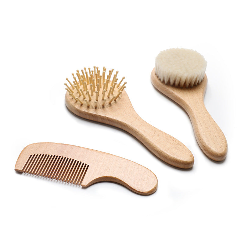 Beech Round Head Airbag Three-piece Wool Brush Hair Brushes & Combs