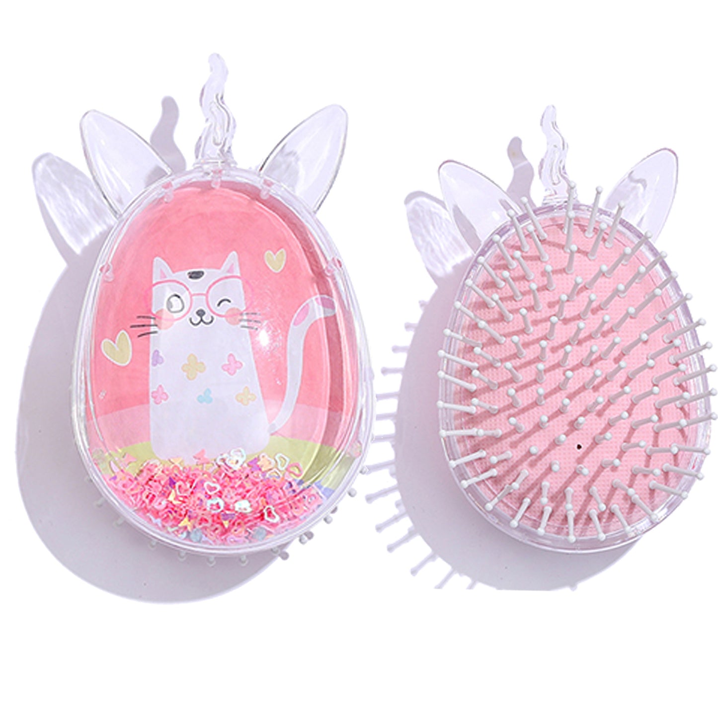 Children's Cute Cartoon Pattern Pony Shape Powder Sequins Portable Airbag Hair Brushes & Combs