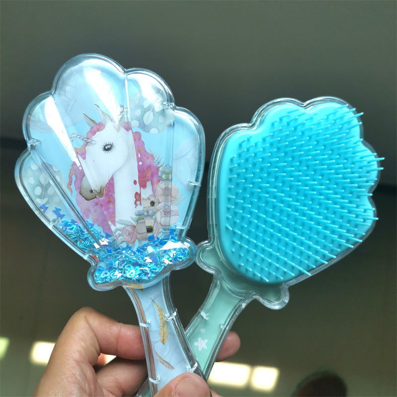 Cute Pony Shell Creative Glitter Airbag Hair Brushes & Combs