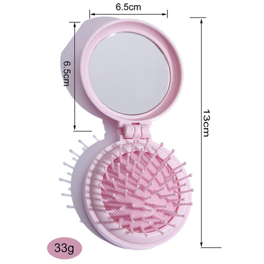 One-piece Pink Yellow Small Folding Mirror Cute Hair Brushes & Combs