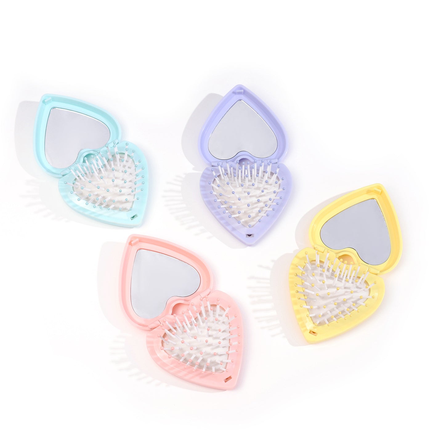 Massage Heart-shaped Foldable Portable Mirror Scalp Hair Brushes & Combs