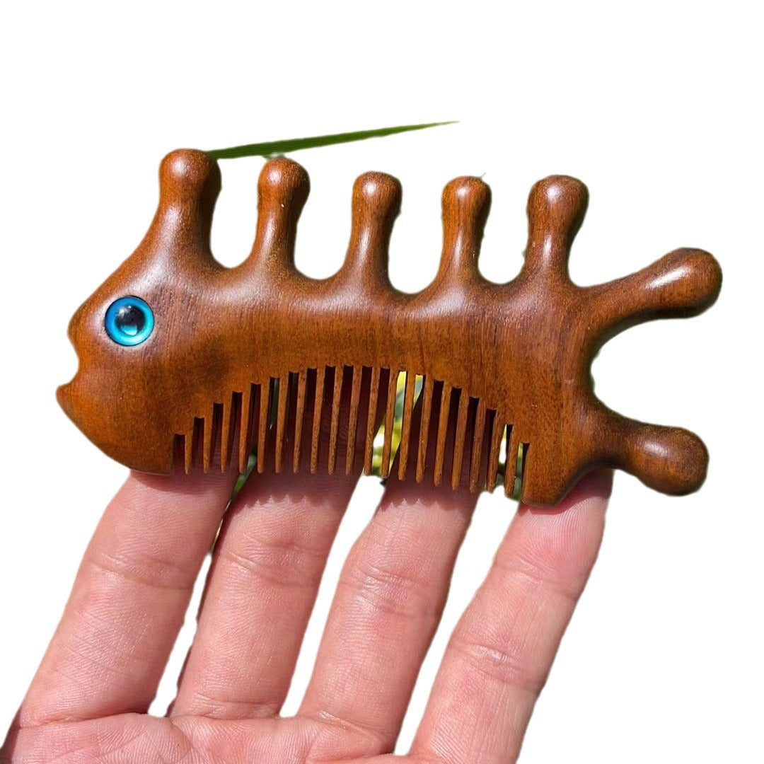 Golden Sandalwood Angler Fish Massage Head Multifunctional Ebony Hair Brushes & Combs