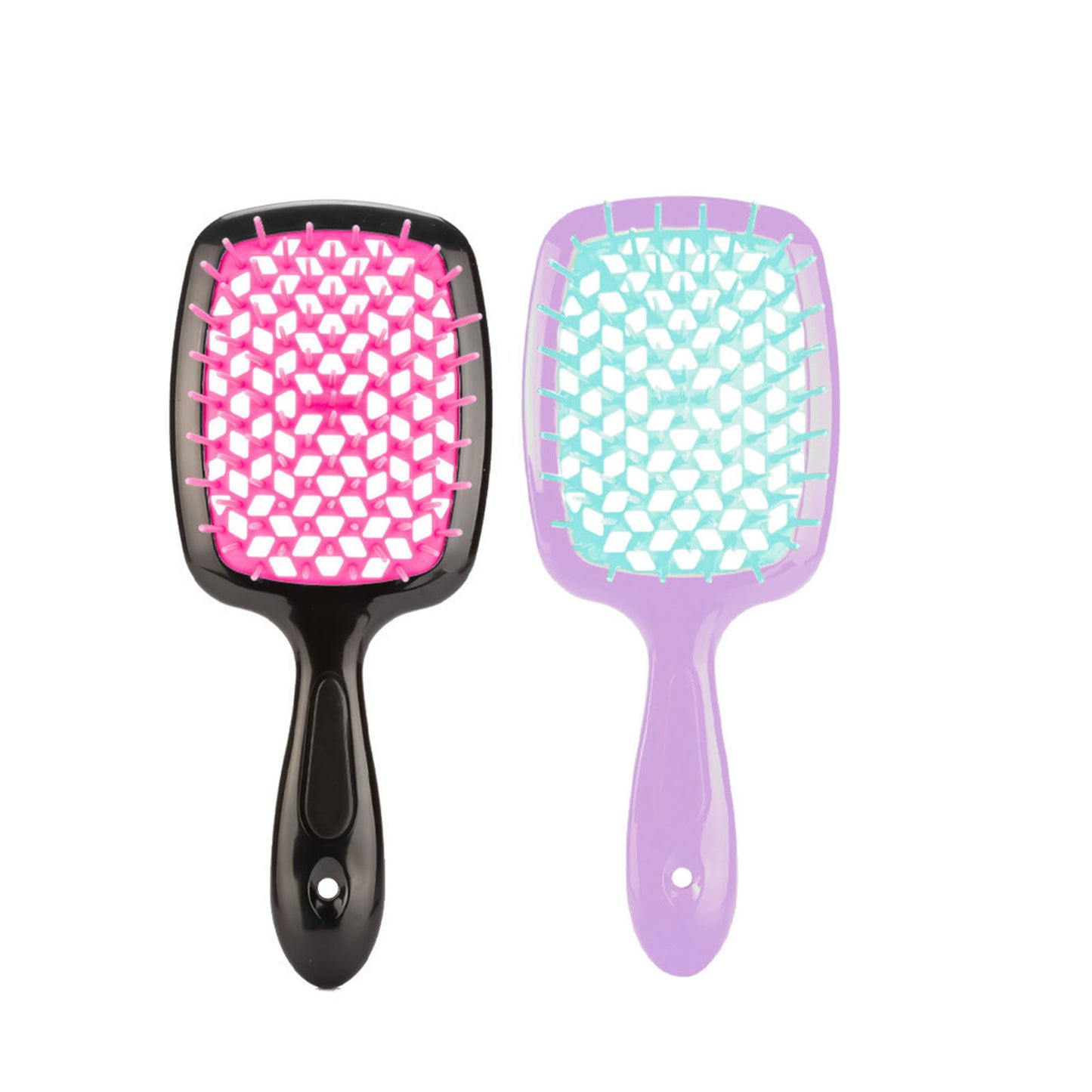 Square Hollow Grid Color Stitching Massage Hair Brushes & Combs