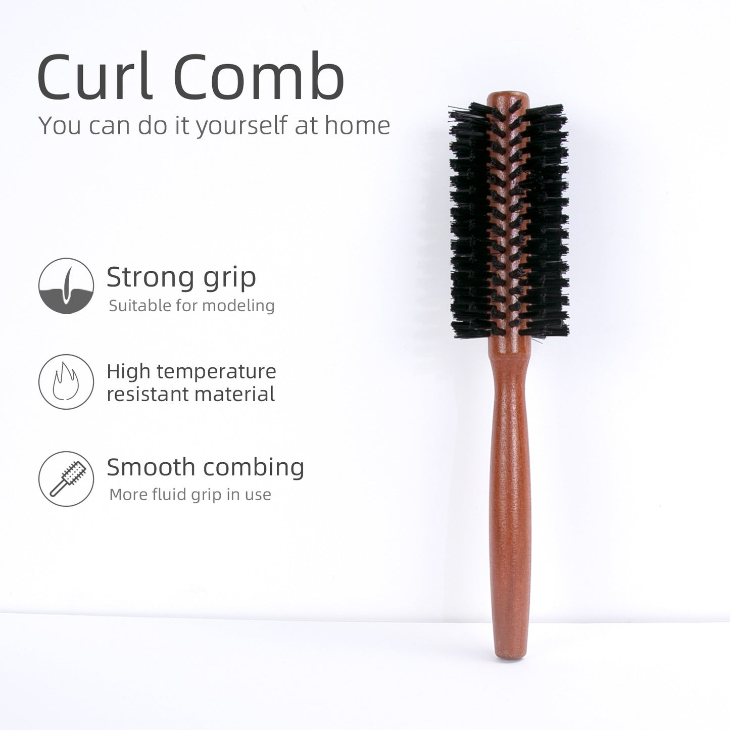 Women's & Men's Round Brush Wooden Rolling Nylon Inner Hair Brushes & Combs