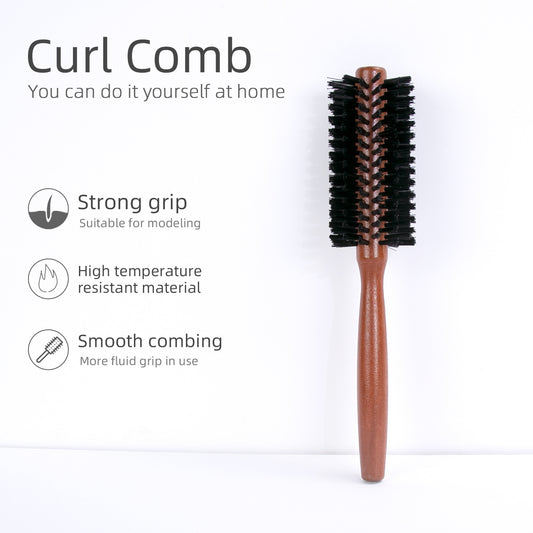 Women's & Men's Round Brush Wooden Rolling Nylon Inner Hair Brushes & Combs