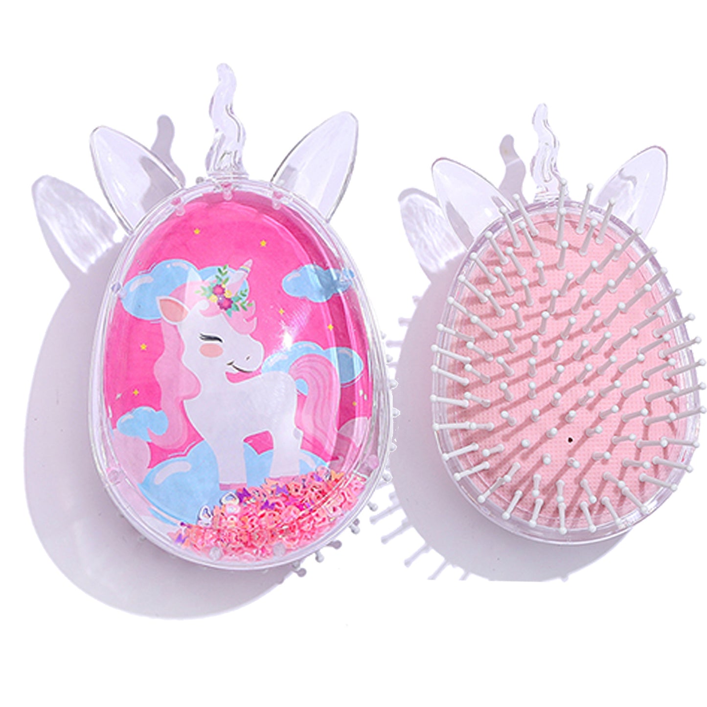 Children's Cute Cartoon Pattern Pony Shape Powder Sequins Portable Airbag Hair Brushes & Combs