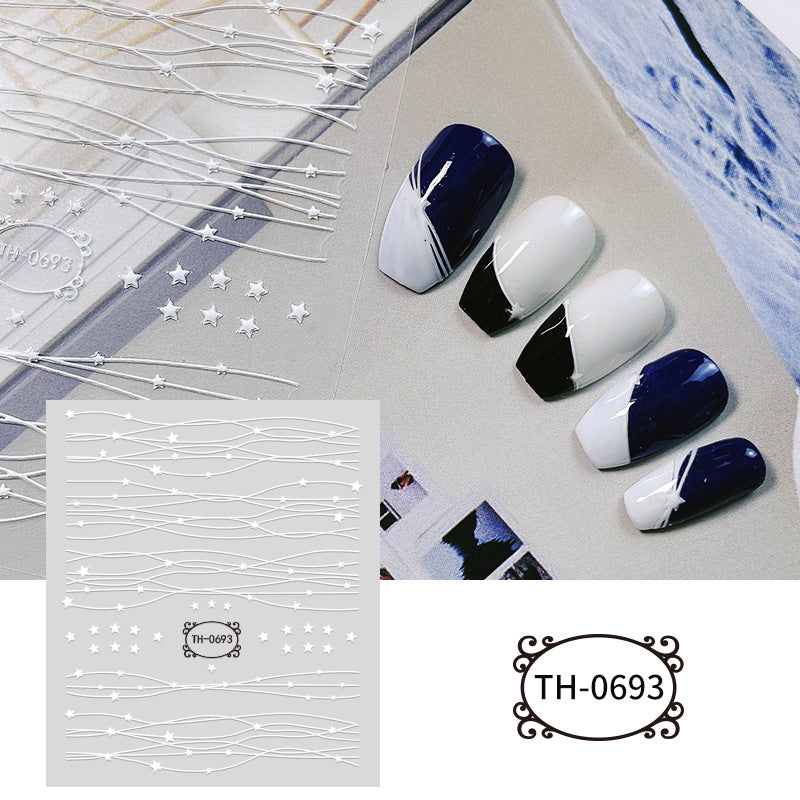 White Three-dimensional Adhesive Shell Relief Paper Nail Care Nail Art