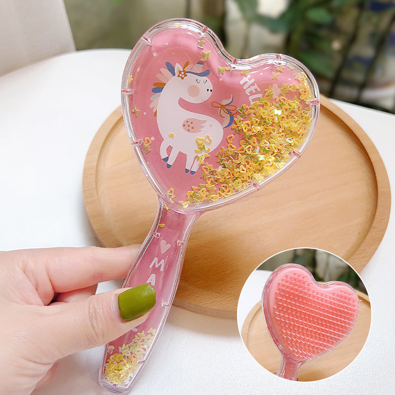 Cute Cartoon Stars Heart Quicksand Princess Hair Brushes & Combs