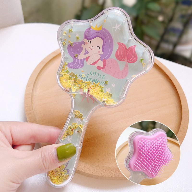 Cute Cartoon Stars Heart Quicksand Princess Hair Brushes & Combs