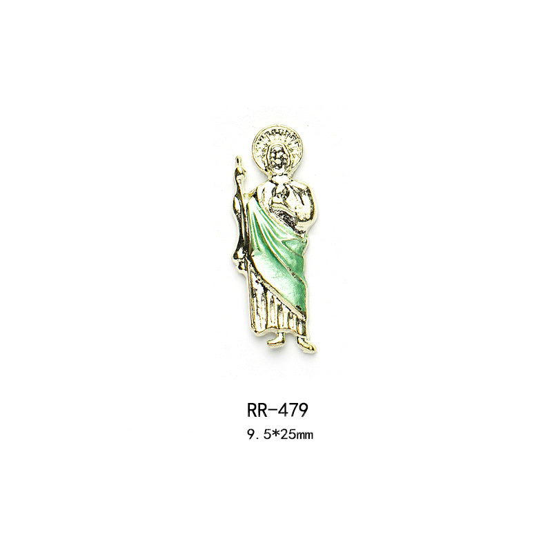 Ornament Virgin Mary Painted Gold Manicures Nail Care Nail Art