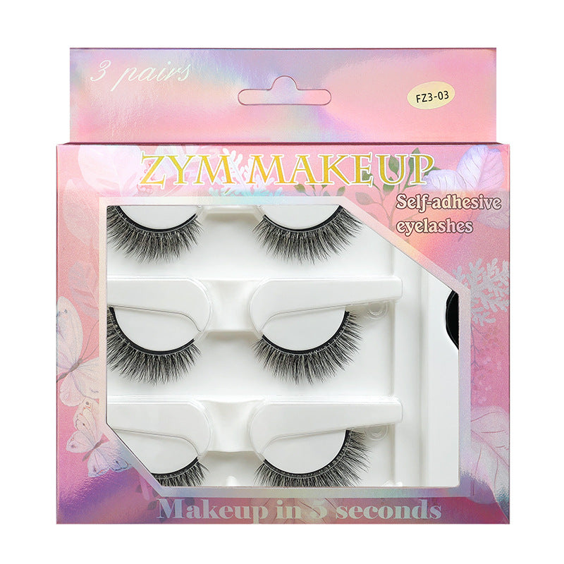 Three Pairs Of Self-adhesive Eyelash Natural False Lashes