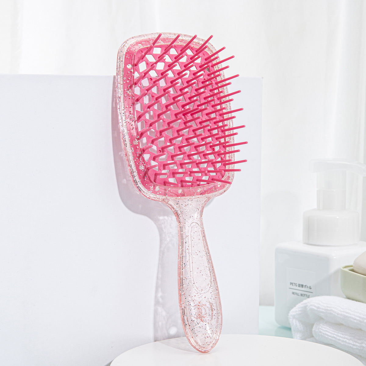 Square Hollow Grid Color Stitching Massage Hair Brushes & Combs