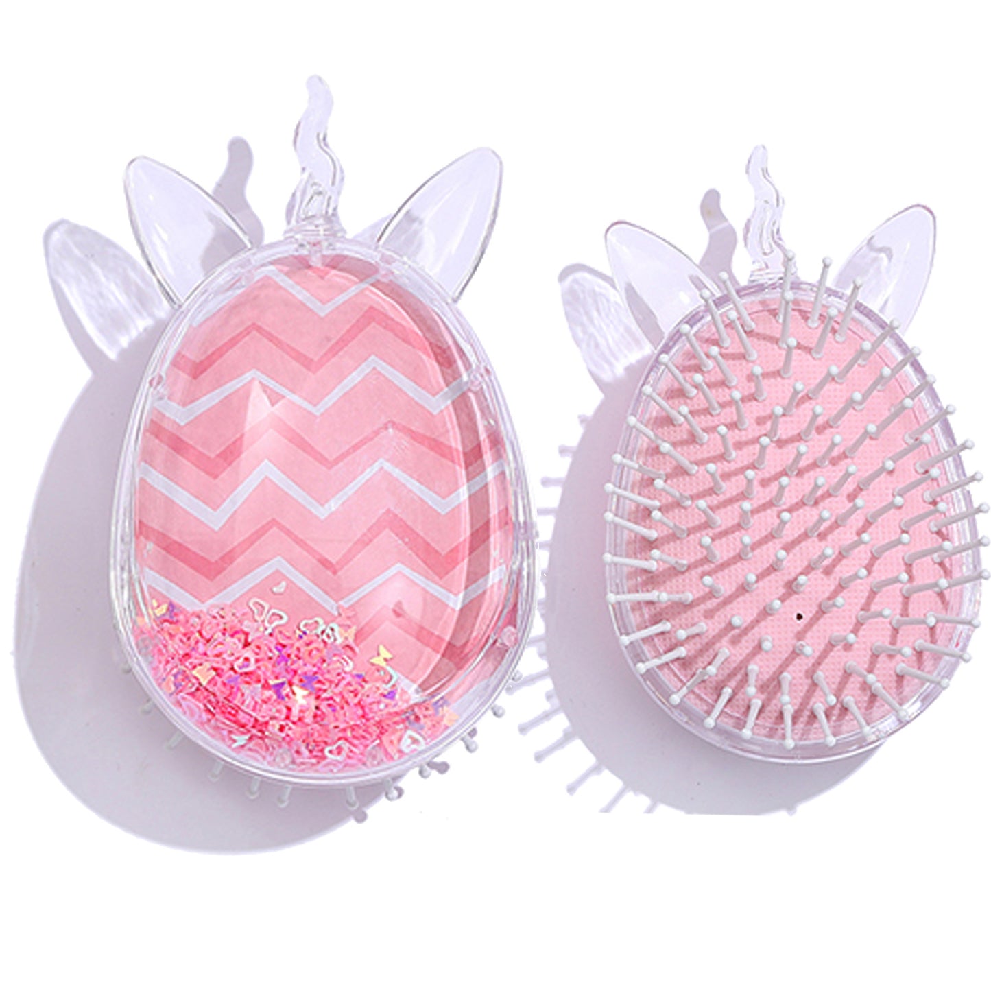 Children's Cute Cartoon Pattern Pony Shape Powder Sequins Portable Airbag Hair Brushes & Combs