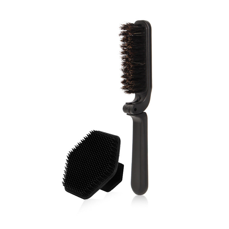 Men's Beard Pig Bristle Modeling Portable Cleaning Hair Brushes & Combs