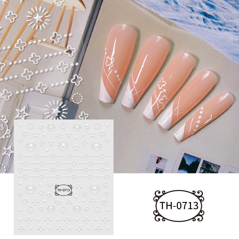 White Three-dimensional Adhesive Shell Relief Paper Nail Care Nail Art